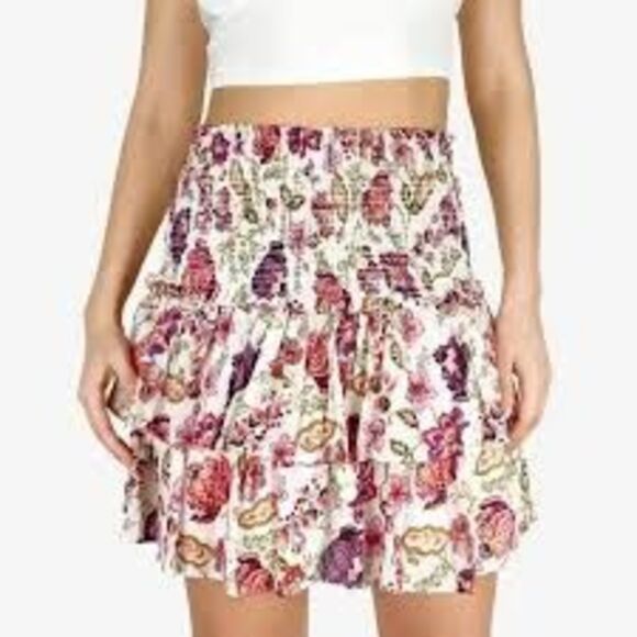 Revolve House of Harlow 1960 Floral Tiered Mini Skirt Size Large NWOT - Picture 1 of 4
